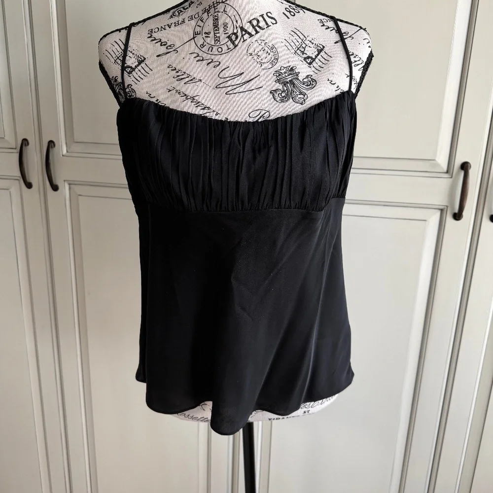 J. Crew Gathered Stretch Silk Black Camisole Size 10 NWT - Picture 2 of 5